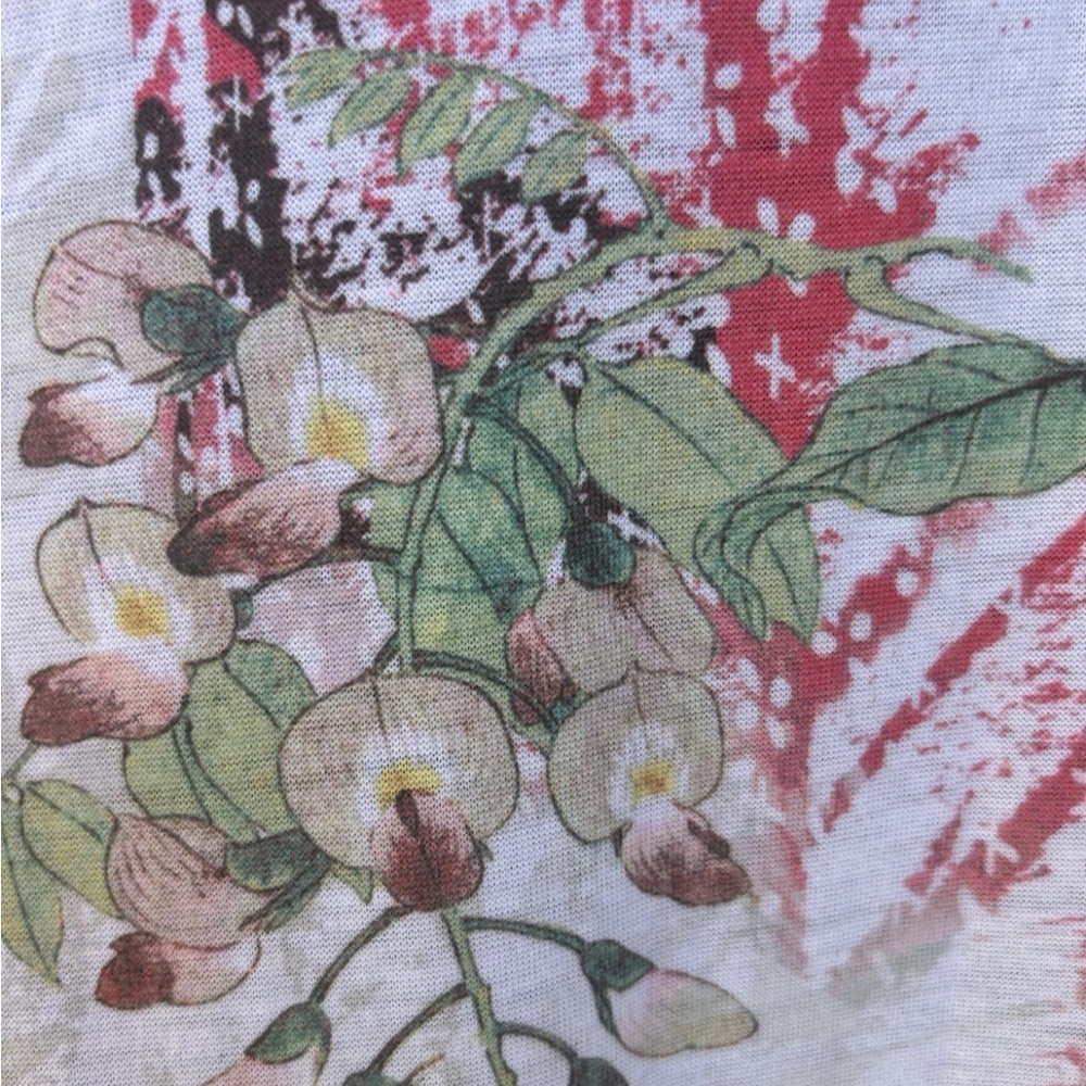 Gloria Vanderbilt T Shirt Medium Pink Floral Rhinestones Raw Edges Hi Lo NWOT - Picture 8 of 11